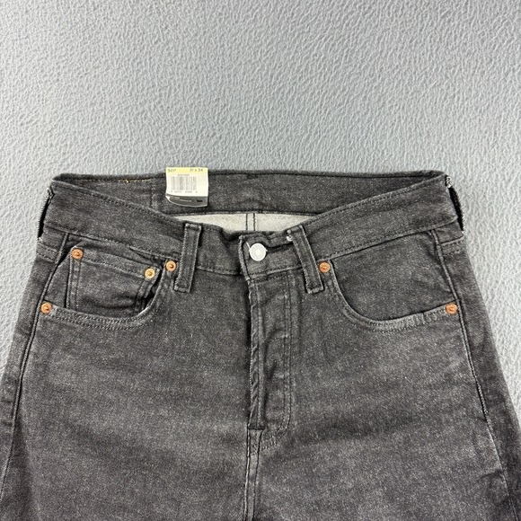 Levis 501 Jeans Mens 30x34 Black Button Fly Straight Stretch Denim Grunge NEW - Picture 5 of 12